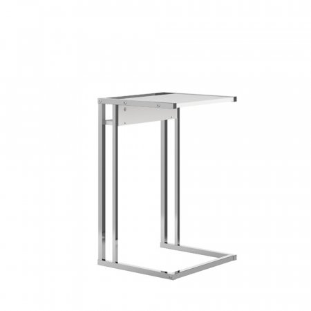 Mesa de Canto Lateral 40,5 cm Branco Fosco com Metal Cromado 10400104