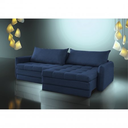 Sofa Bicama Retratil com Encosto Reclinavel Captiva 224 cm Tecido Veludo Azul 25026021